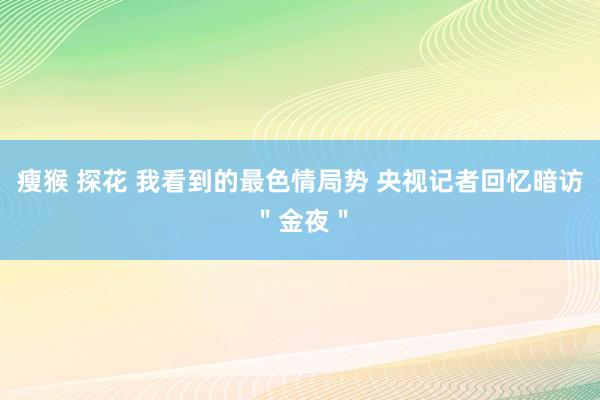 瘦猴 探花 我看到的最色情局势 央视记者回忆暗访＂金夜＂