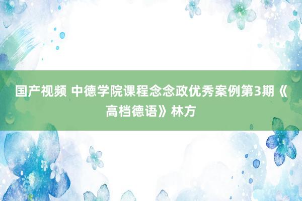 国产视频 中德学院课程念念政优秀案例第3期《高档德语》林方