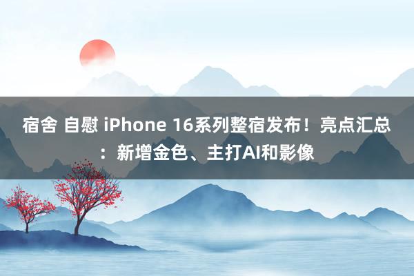 宿舍 自慰 iPhone 16系列整宿发布！亮点汇总：新增金色、主打AI和影像