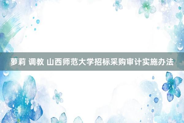 萝莉 调教 山西师范大学招标采购审计实施办法